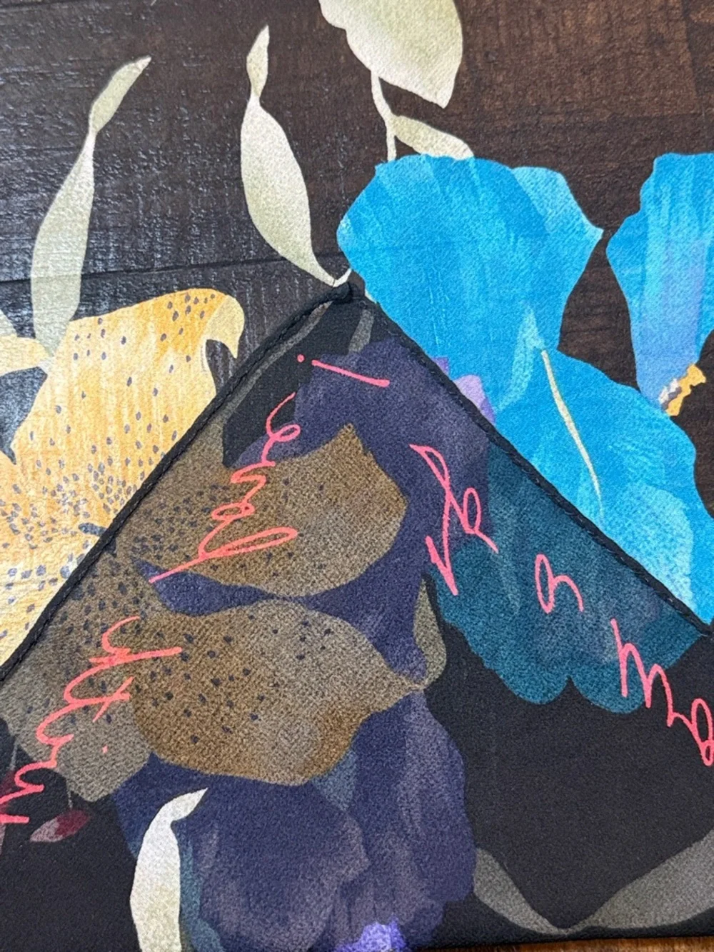 Echo Silk Floral Scarf Mother’s Day Black Gift Script‎ 34-35”
